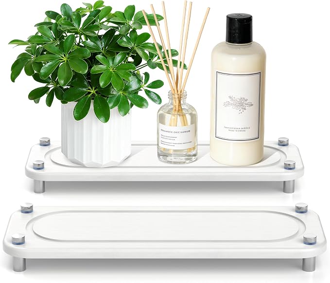 2-Pack Large Size Water Absorbing Stone Sink Caddy, Coaster | Instant dry stone tray and stone sink organizer with rust-free feet on rubber pads, free from scratches.