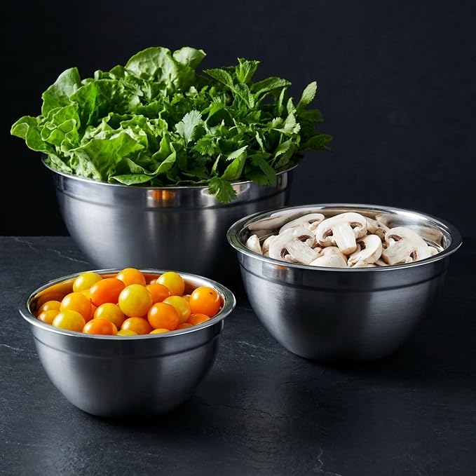 Table Concept Mixing Bowls with Airtight Lids, Stainless Steel Nesting Bowl Set for Space Saving Storage, Ideal for Cooking, Baking, Prepping & Food Storage