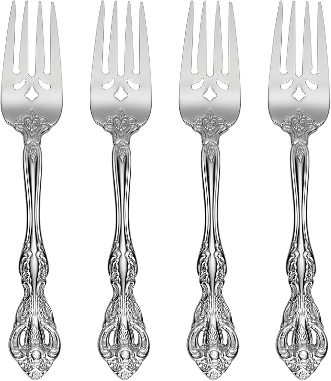 Oneida Michelangelo Salad Forks Silverware Set for 4, Flatware | mirror finish, dishwasher safe | cutlery set for kitchen and dining, utensil set, wedding silverware, heavy duty