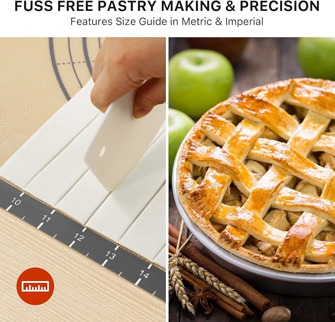 DANIA & DEAN 26"x16" Extra Thick Silicone Baking Mat for Pastry and Bread | Non-Slip & Non-Stick Mat with Measurements, for Pizza, Pie Crust, Dough Rolling, Pasta & Sourdough, Reusable Counter Sheet
