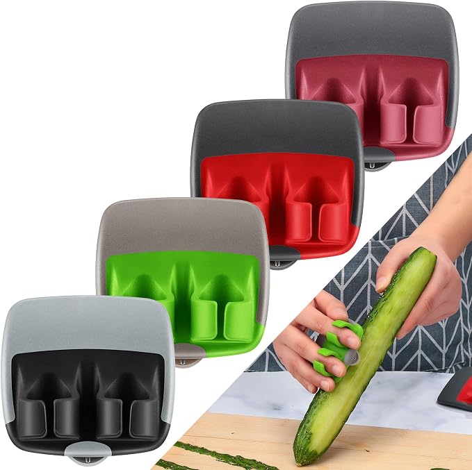 Mudder 4 Pack Finger Peeler Vegetable Fruit Potato Kitchen,Gentle Colors | Rubber Grip Design, Blade for Carrot Cucumber Pumpkin, Quick Vegetable Prep, Fits Multiple Hand Sizes, Palm Peeling