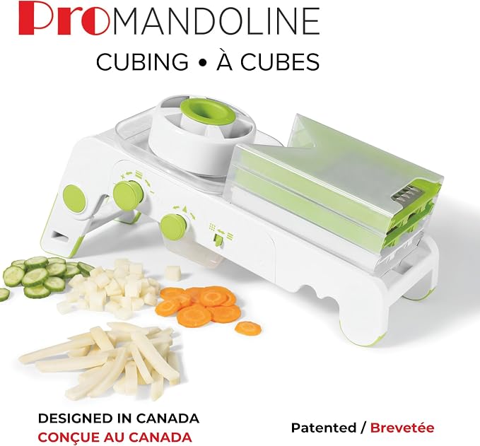 Starfrit Cubing Pro Mandoline Slicer & Dicer, 4 Blades, 10 Settings, White