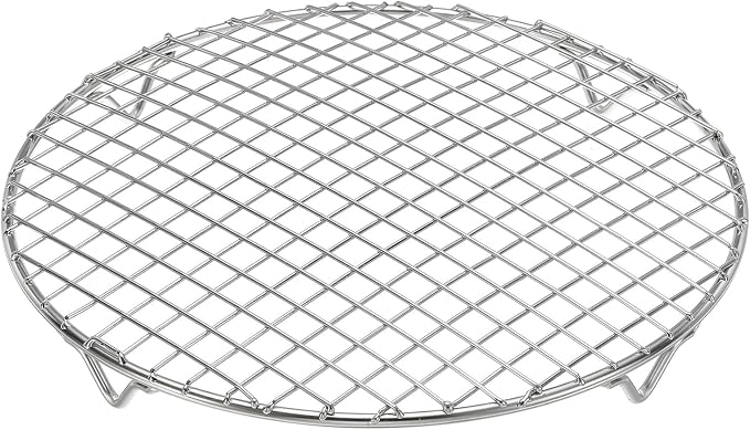 uxcell Round Cooking Rack 8.9 Inch Dia Stainless Steel Wire Cooling Steamer Rack for Baking Canning Cooking Roasting Cooling Grilling Drying, Silver
