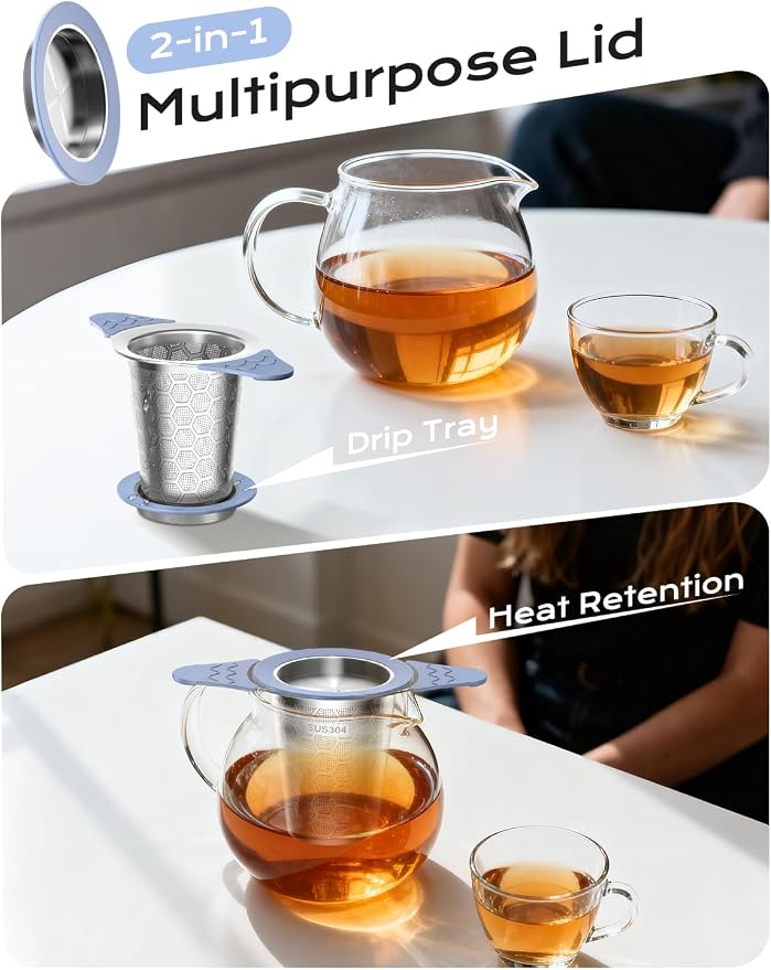 Tea Infuser for Loose Leaf Tea,Stainless Steel Tea Infuser with Heat Proof Silicone Handles,Extra Fine Mesh Tea Strainers Filter Fine Tea Leaves Effectively,Fits TeaPots/Mugs
