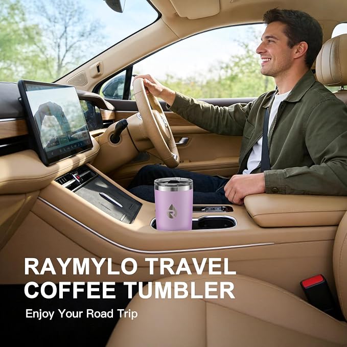 RAYMYLO Travel Coffee Tumbler, Insulated Travel Coffee Mug Cup, 20oz | Detachable Lid for Thoroughly Clean, Cup Holder Friendly for Outdoor, Double-Wall Vacuum Insulation, Spill Proof & BPA Free