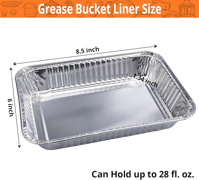 Grill Drip Pans for Weber 6415, Grease Tray Liners, 20 Pack | Disposable aluminum foil liners, 8.5 x 6 x 1.34 in; fits select Weber Q, Spirit, Genesis, Genesis II and Traveler grills.