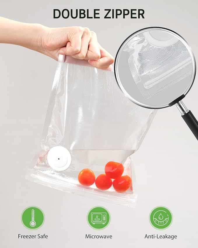 Syntus 80 Pcs Reusable Vacuum Sealer Bags for Food, S+M+L+XL | 8x8+10x11+12x13+12x19, Upgraded Air Valve, Microwave Freezer Sous Vide, Food Storage, Leak-Proof, for Compact Vacuum Sealer