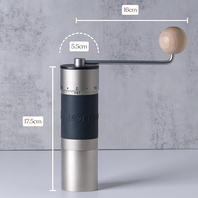 【Sliver】KINGrinder K6 Manual Coffee Grinder Straight Handle Stainless Burr | Supports grind settings for various brewing methods such as pour-over and espresso