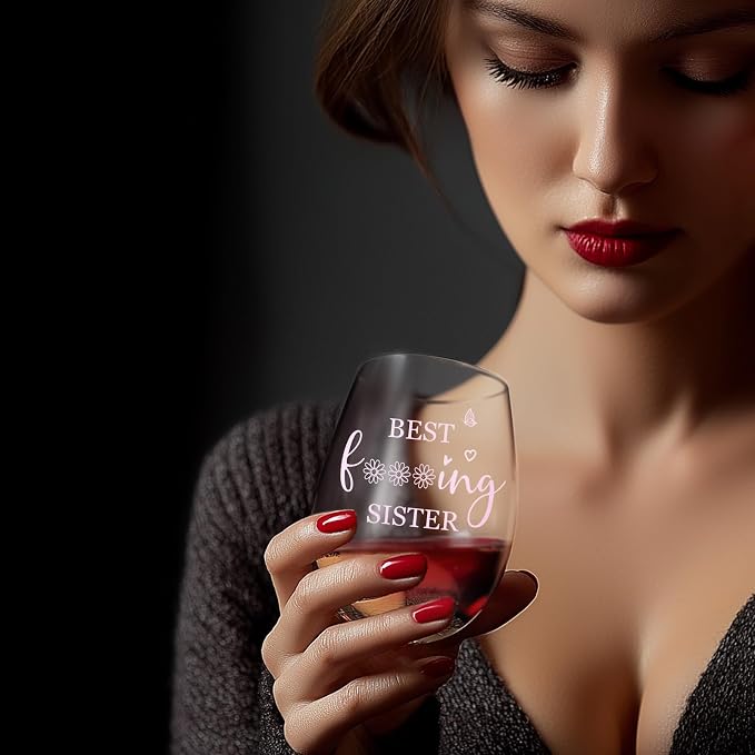 Sister Birthday Gifts,Funny Wine Glass,15oz Crystal Glass,Dishwasher Safe | ﻿ Best Friend Birthday Gifts For Women – Sister Gift - Unique Birthday Gifts for Sister
