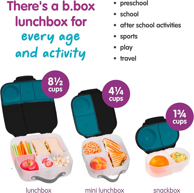 b.box Mini Lunch Box, Snack Containers for Kids, Lunch Box Kids, 4.25 Cup | Bento Box for Kids, Sanck Box, Lunch Containers, Leak Proof, Dishwasher Safe, BPA Free, PFAS Free, Ages 3+ — Night Vision