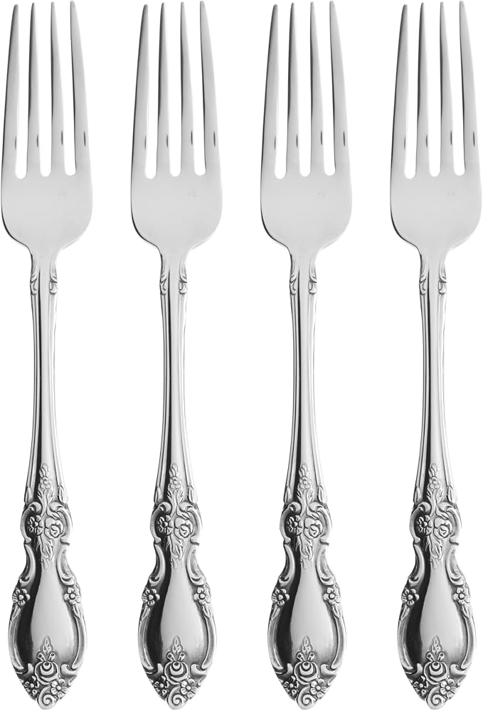Oneida Louisiana Dinner Forks Silverware Set for 4, Flatware | mirror finish, dishwasher safe | cutlery set for kitchen and dining, utensil set, heavy duty, kitchen essentials