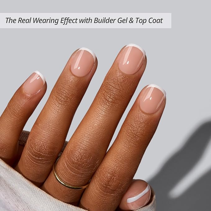 BTArtboxnails XCOATTIPS White French Tip Press On Nails, XXS Squoval, Peach | Lamp-Curable, 4-Week Wear, Natural Nail Look, Salon Quality Value at Home, Easy-to-Apply for Beginners, 160ct Nail Tips Only