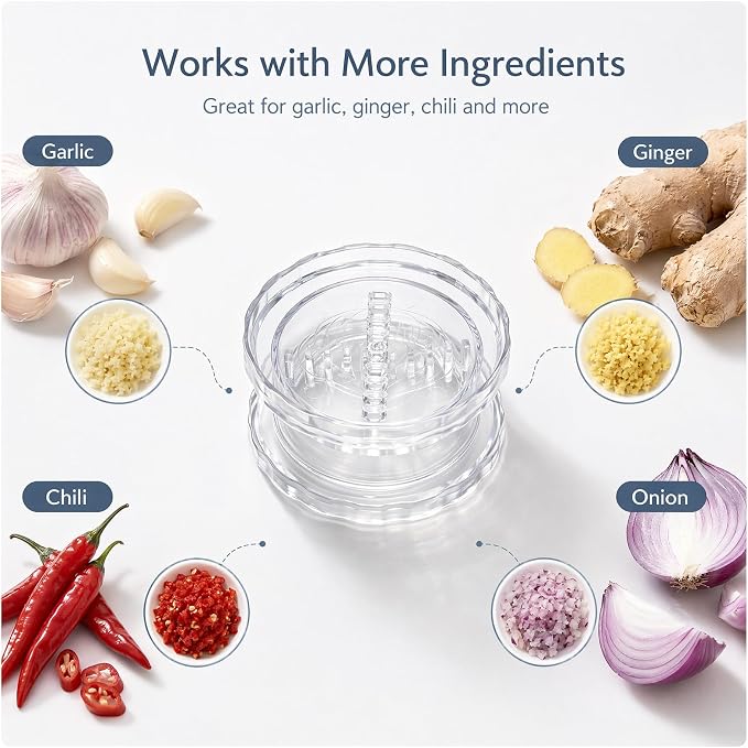 3PCS garlic twister mincer,Clear Manual Garlic Twister and Ginger Mincer Tool, Compact Garlic Mincer Tool, Ginger, Herbs (White-3PC)