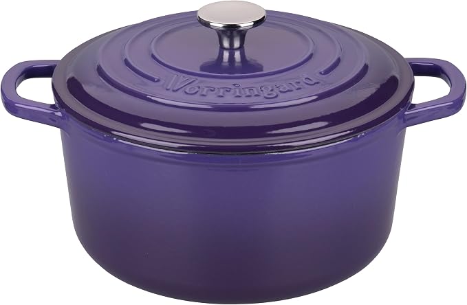Enameled Cast Iron Dutch Oven Pot with Lid, for Sourdough Bread Baking, Round Dutch Ovens, 4.5 Quart, Purple