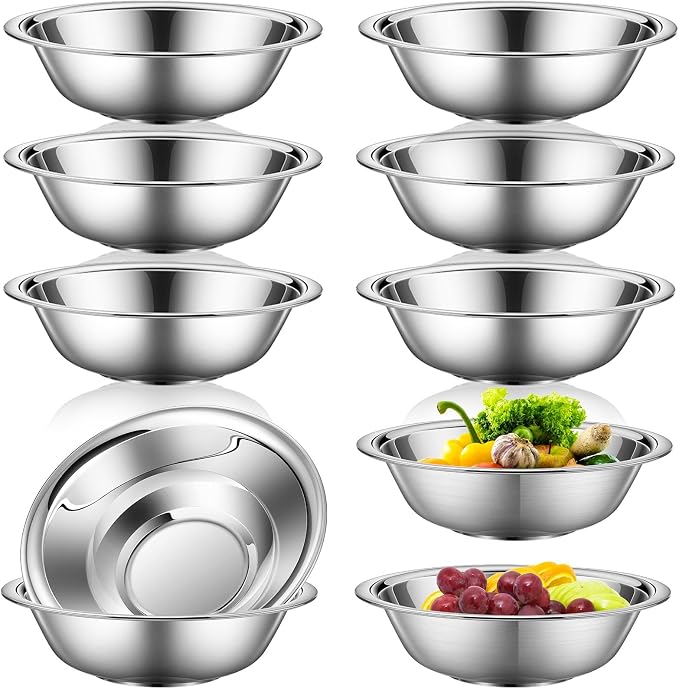 Tioncy 10 Pack Small Stainless Steel Mixing Bowls, 3/4 Quart Prep Bowl
