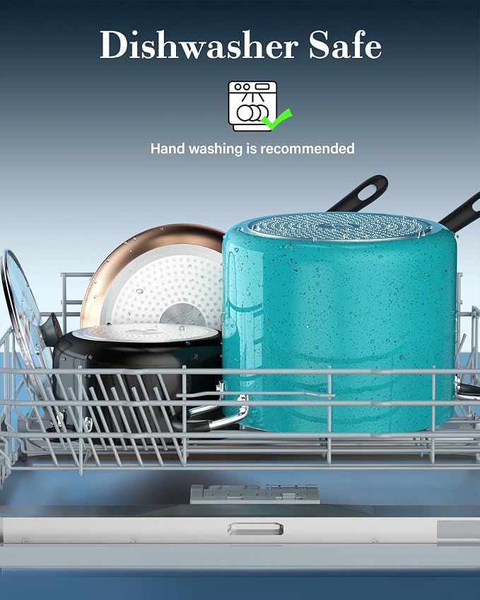 Cook N Home 6 Quart Non Stick Stock Pot with Lid, Large Pots for Cooking | Nonstick Soup Pot, Stockpot Induction Cookware - Oven & Dishwasher Safe, Turquoise