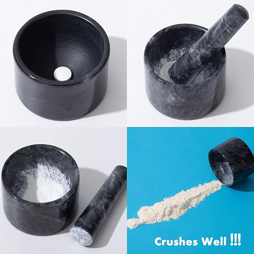 Pill Crusher, Mini Marble and Pestle Set, Pill Crusher Grinder Fine Powder, Arthritic Hands Pill Grinder