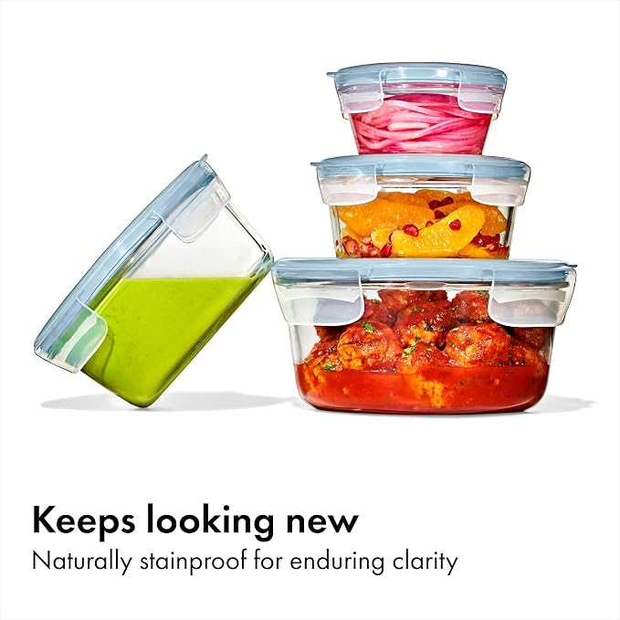 OXO Good Grips Smart Seal 4-Cup Glass Food Storage Container - Arctic Blue