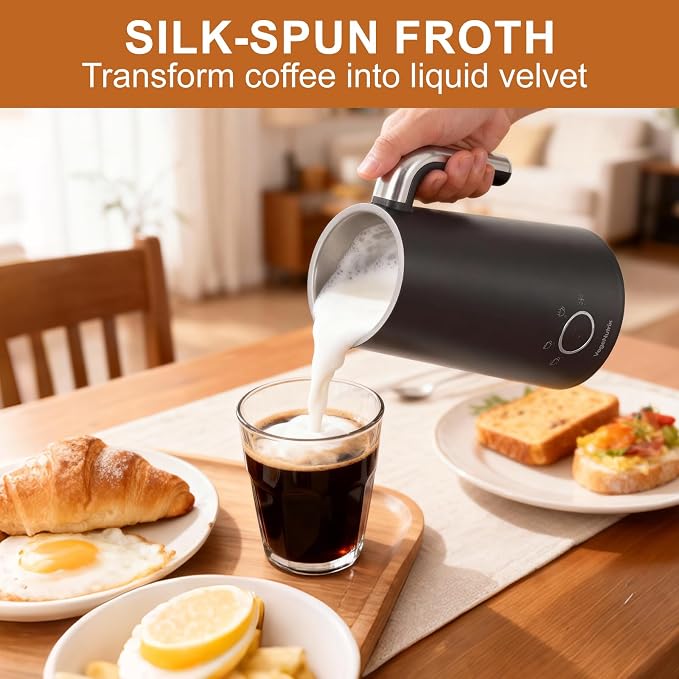Milk Frother, Electric Milk Frother and Steamer 400W | Automatic Warm and Cold Foam Maker and Milk Warmer 4 in 1 with 2 Whisk for Latte, Cappuccino, Macchiato, Hot Chocolate Coffee
