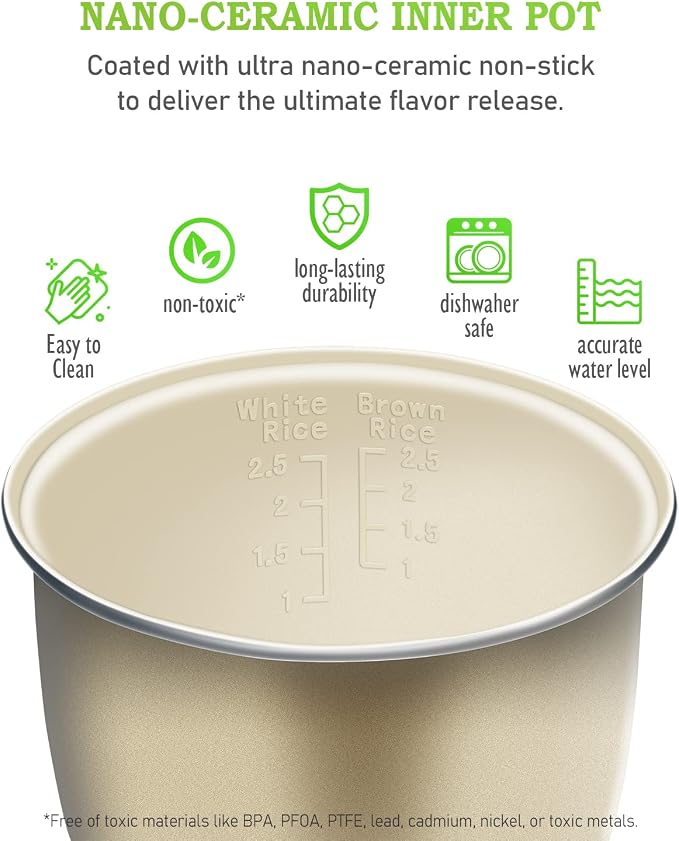 TLOG Mini Rice Cooker, 1.2L with Ceramic-Coated Pot, 2.5-Cup Uncooked | Food steamer, 12-hour delay timer, compact size for 1-2 people, for rice, grains, oatmeal, dorm rooms and travel