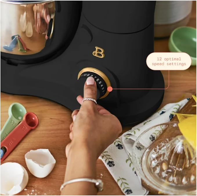 3.5 Qt Stand Mixer, with Flat Beater, Dough Hook, Whisk (Black)