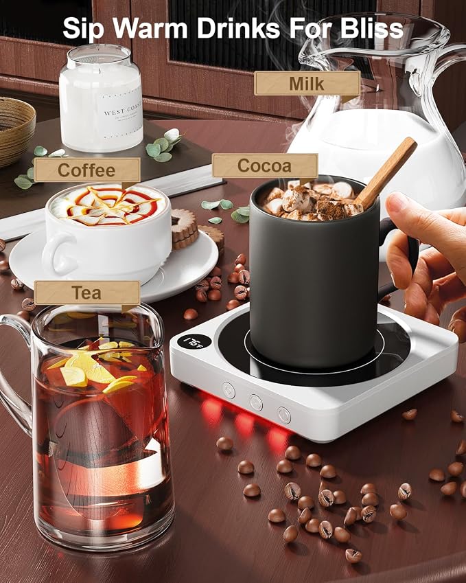 Mug Warmer - 36W Coffee Mug Warmer for Desk with Temperature Display, 2-12Hrs Auto Shut Off, Smart Candle Warmer - Ideal Coffee Gifts Accessories Keep Beverages Coffee Warmer