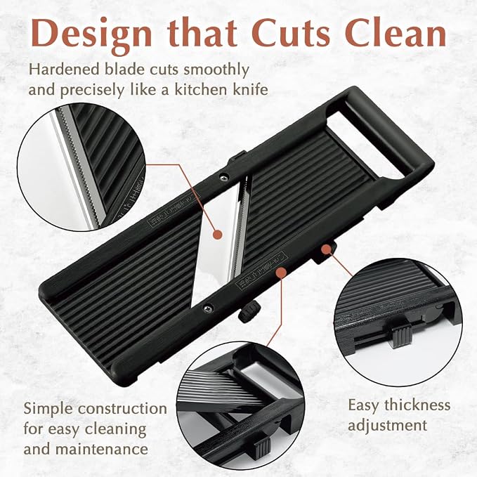 TIKUSAN SAMURAI Slicer Japanese Mandoline Vegetable Slicer Made in Japan Adjustable Slice Thickness Stainless Steel Blade (Normal)