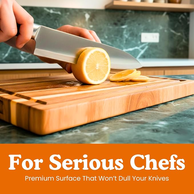 Non-Toxic Acacia Wood Cutting Board, Mineral Oil & Plastic Free, 16x11 in | Petroleum & BPA free. FSC-certified wood. Knife-friendly surface. Beeswax, flaxseed & lemon oil finish.
