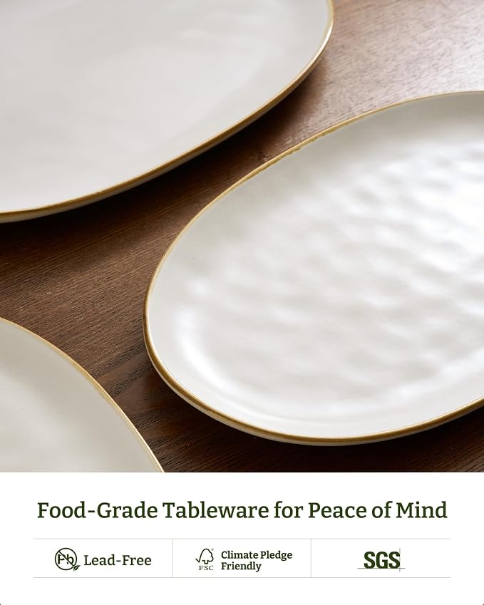 famiware Serving Platters Set of 3 Sizes - Oval, Matte White | 15.59"/14.3"/12.9" Fine Stoneware Serving Trays for Party, Entertaining for Food, Turkey, Cheese, Microwave Dishwasher Safe