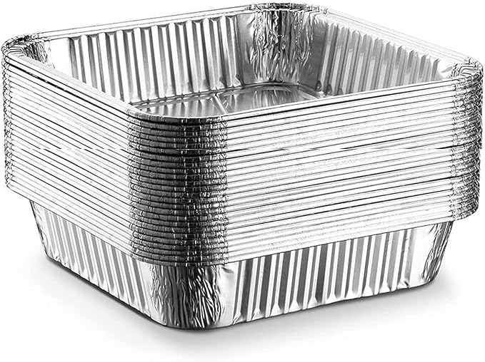 Waytiffer 25pack-8x8 Aluminum foil Pans Disposable Square baking Cake Pans | Heavy Duty 8x8 Baking Pan Disposable Foil Pans,Cooking Tins Homemade Breads Oven Pans,Foil Pan, Baking pan Roasting
