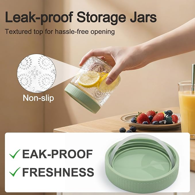 4 pack 16 oz Overnight Oats Containers with Lids, Glass Food Storage Container, Airtight Salad Jars, Mason Jars for Overnight Oats, Yogurt, Oatmeal, Salad, Coffee, Spices
