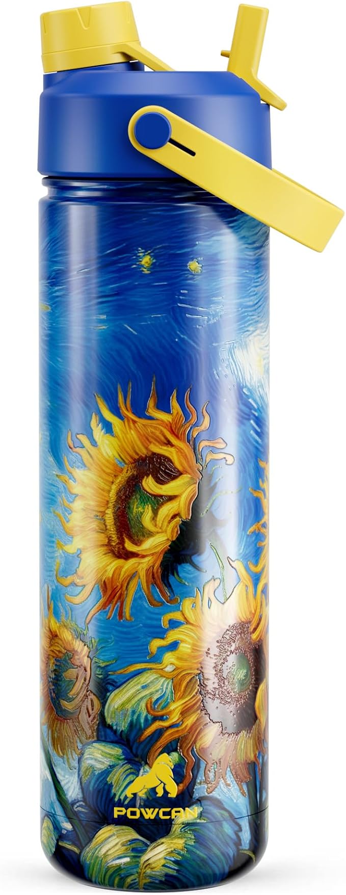 POWCAN 26 oz Insulated Water Bottle with 2-in-1 Straw and Spout Lid, Keep Cold 24H, Leak-Proof, Fits in Car Cup Holder, Stainless Steel Water Bottle for Gift, Art Studio & Daily (Sunward Glow)