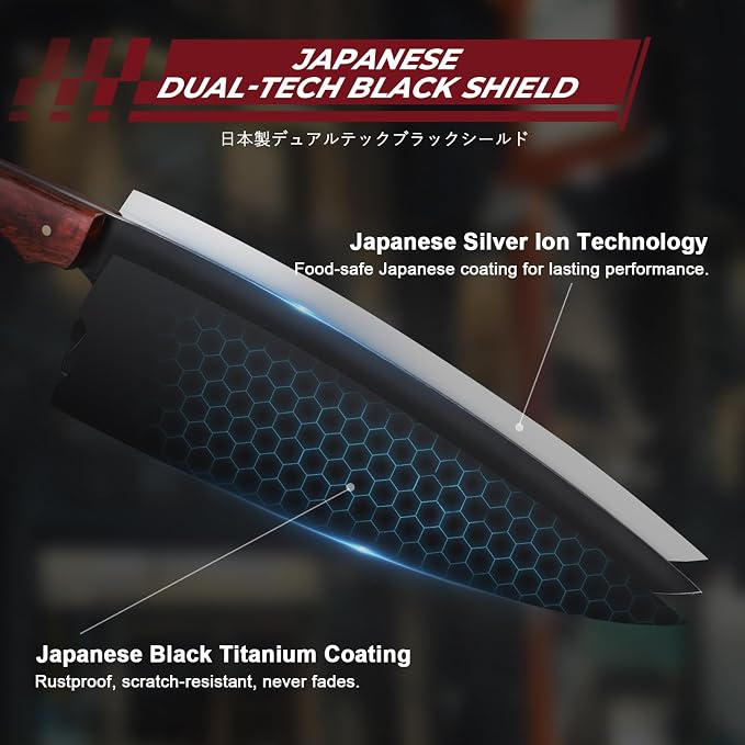 DRGSKL Japanese Chef Knife 8 Inch - Kitchen Knife with Walnut Handle | Japanese ATS-34 Steel, Full Tang, Ergonomic Walnut Handle, Precision Cutting, Gift Box