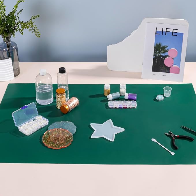 Extra Large Silicone Mat 36" x 24" Heat Resistant Kitchen Counter Table Mat | Place Mats Countertop Protector, Thick Placemats Washable Silicone Mats for Kitchen Counter Dining Table Mat,Dark Green SAPID