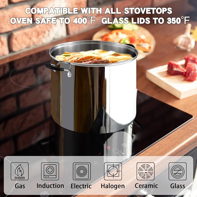 Cook N Home Professional 3 Quart Stainless Steel Stock Pot with Lid | Induction Cookware for Soup, Canning,Oven Safe, Dishwasher Safe