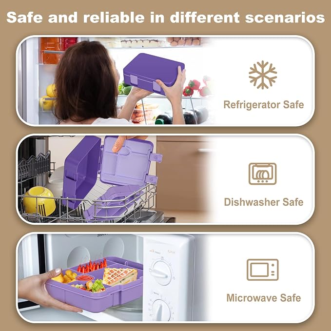 JOOPETALK Chill Bento Lunch Box for Kids Adult with Ice Pack,6-Compartment Reusable Leak-proof Lunch Container for Girls Boys to School,Keep Food Cold&Fresh,Dishwasher & Freezer Safe