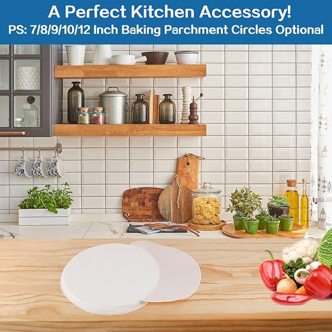 Baking Parchment Circles, Set of 100, 12 Inch Non Stick Baking Parchment Paper for Springform Cake Tin, Toaster Oven, Tortilla Press and so on