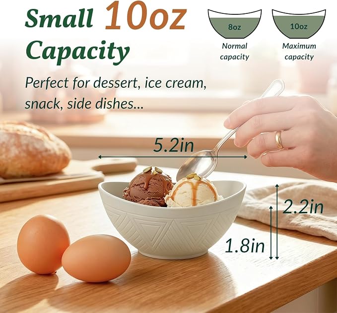 Unbreakable Snack Bowls,Wheat Straw Small Bowls,10 OZ Plastic Bowls Alaternative for Soup,Chip,Cereal,Microwave & Dishwasher Safe Bowls for Kithcen,Camping,Picnic(6PCS,Grey Stone)