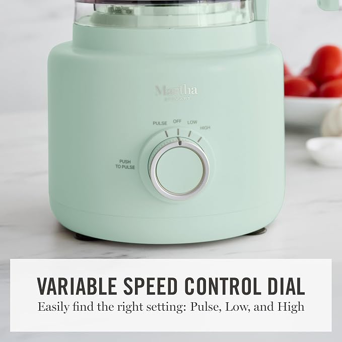 Martha Stewart 10 Cup Food Processor & Electric Chopper, One Touch Pulse | BPA-Free Bowl, 3 Multipurpose Blades, Easy Food Prep, Chop, Slice, Shred, Puree, Emulsify, Speed Dial, Wide Feed Chute, Sage