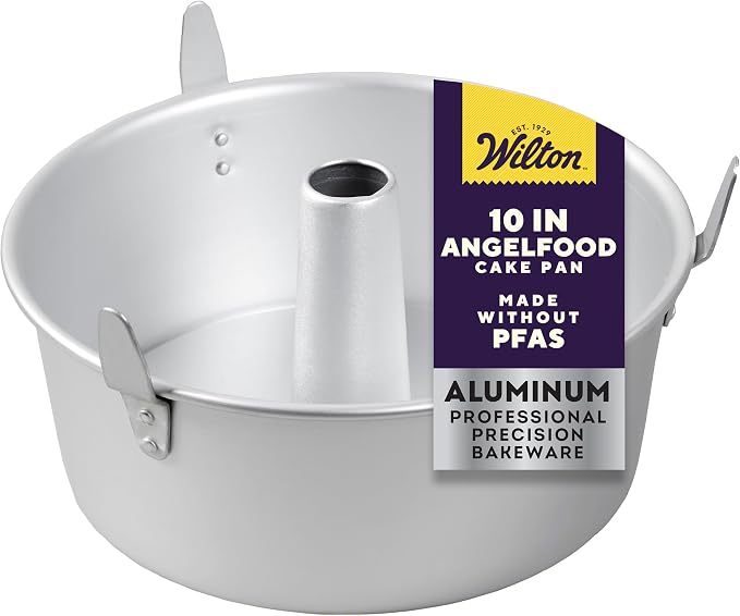 Wilton Aluminum Angel Food Tube Cake Pan, Made Without PFAS, 10 in. | Natural Anodized Aluminum Bakeware, Even Heating & Rust-Resistant for Professional Results, Perfect for Angel Food Cakes