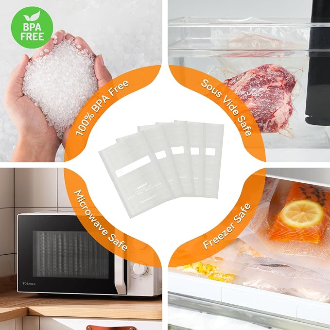 Wevac Vacuum Sealer Bags,150Pcs Gallon 11"x16", Quart 8"x12", Pint 6"x10" | BPA Free, Great Assortment of Sizes, Commercial Grade PreCut Bag, Freezer bags for vacuum sealer, Meal Prep and Sous Vide