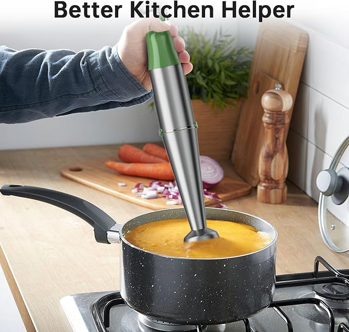 Turelar Immersion Blender Handheld 5 in 1 Hand Blender Set 1100W Heavy Duty | Trigger Variable Speed, Emulsion Stick Mixer with Food Processor, Whisk, Frother, for Soup, Puree, Baby Food, Anti-scratch