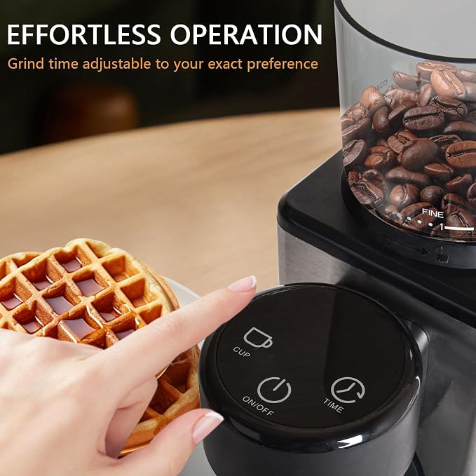 Electric Coffee Grinder for Home & Office: Smart Conical Burr coffee grinder with 25 Precision Grind Settings & 120g Expandable Bean Hopper - Anti-Static Design & Quiet & Durable for Multi-Cup Brewing