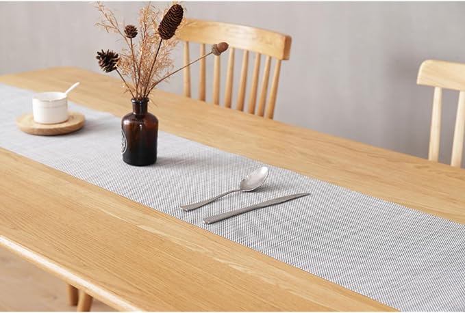 Zupro Woven PVC Table Runner(Silver Gray) 12x71IN, for Indoor/Outdoor Use | Washable Heat-Resistant Non Slip Table Mats PVC Vinyl Kitchen Dining Patio Table Place Mats for Holidays Dinner Parties BBQs