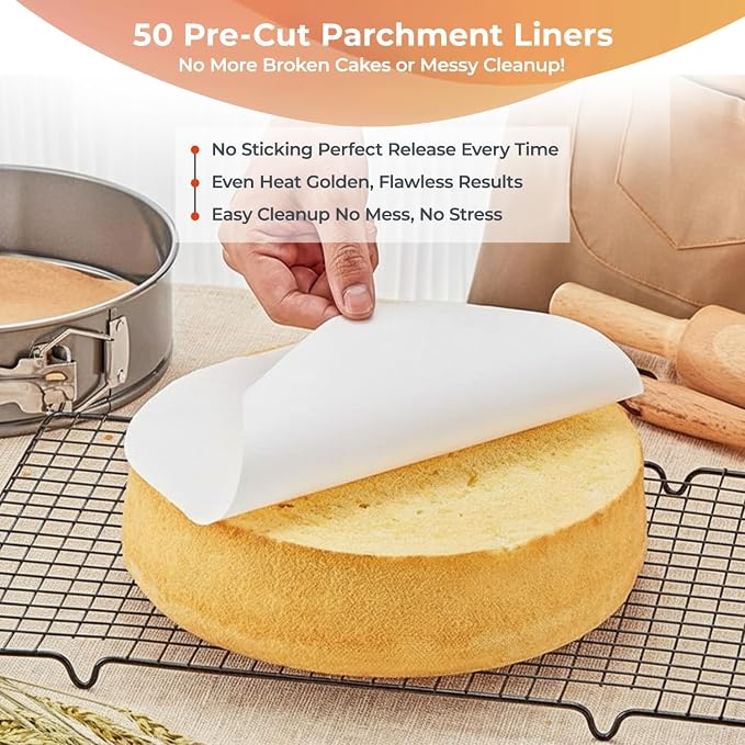 RFAQK 7 Inch Non-Stick Springform Pan for Cheesecake - Leakproof Cake Pan with 30 Pcs Parchment Paper - Baking Accessories for Instant Pot 6, 8 Qt Pressure Cooker