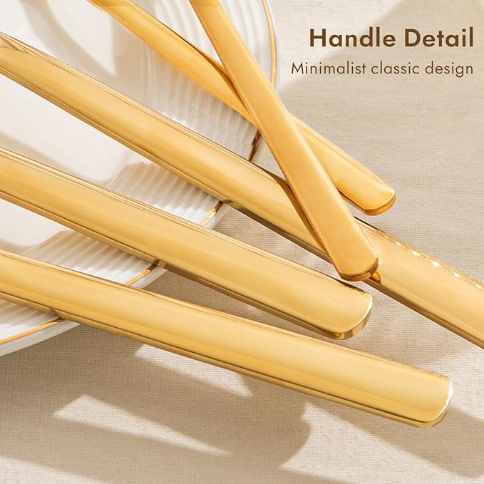 18/10 Large Hostess Gold Serving Utensils,Stainless Steel Serving | Heavy Duty Serving Set, 10 inch Serving Spoons, Slotted Spoons, Forks, Tongs, Cake Pie Server for Buffet, Wedding, Parties