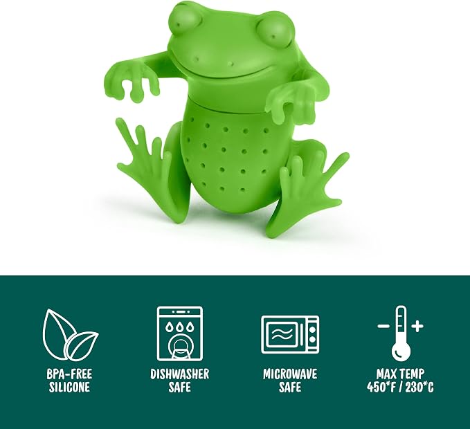 Genuine Fred, TEA FROG, Frog Reusable Silicone Tea Infuser, Green, Fun Gift for Tea Lovers, Clever Kitchen Gadget