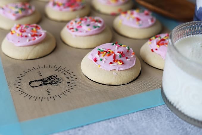 Macaron Baking Mat Silicone Non Stick, Full Sheet Reusable Pack of 2 Blue | Non-Stick Macaron Mat for Perfect Baking, Dishwasher & Oven Safe, For Macarons, Cookies, Bread and More, 16x24” (40x60cm)