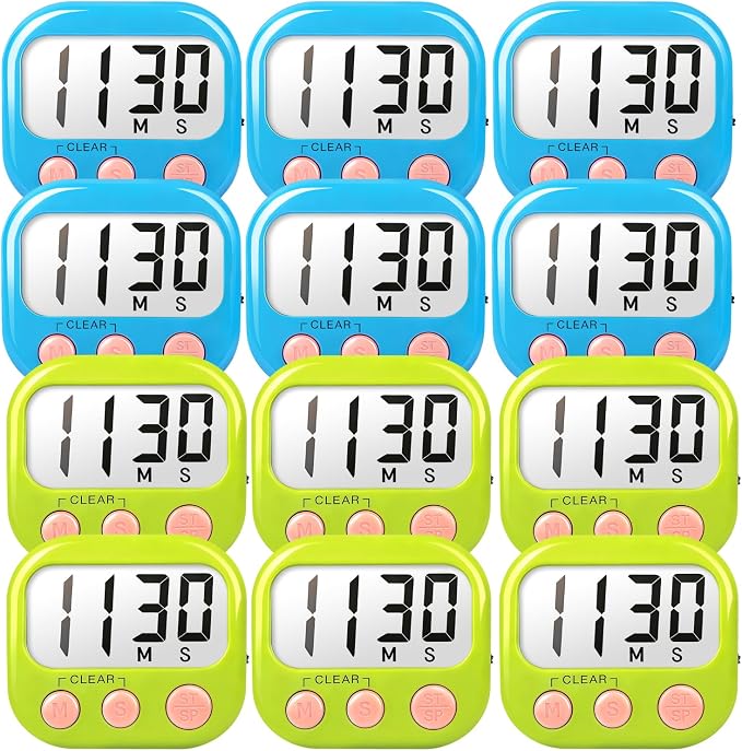 Classroom Timers for Teachers Kids Large Magnetic Digital Timer Teacher Supplies 12 Pack-Blue Green
