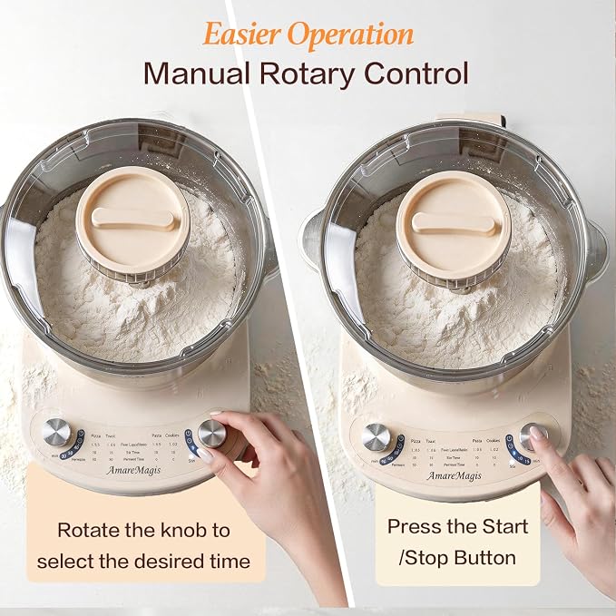 7.4QT Electric Dough Mixer with Timer & Fermentation, Dough Kneader Machine for Bread, Pizza, Pasta & Sourdough, Large Capacity Up to 2.1kg Dough, Hands-Free Kneading Machine for Home Baking